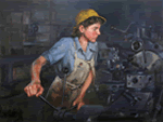 Felice House, "Lathe Operator,"  Oil on Canvas    42" x 32 " 
