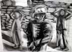 Russell Marcontell, "Prisoners" Charcoal on Paper