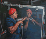 Felice House, "Reflection," Oil on Canvas   38" x 29 "
