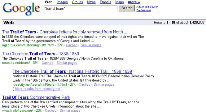 Google search: "trail of tears"