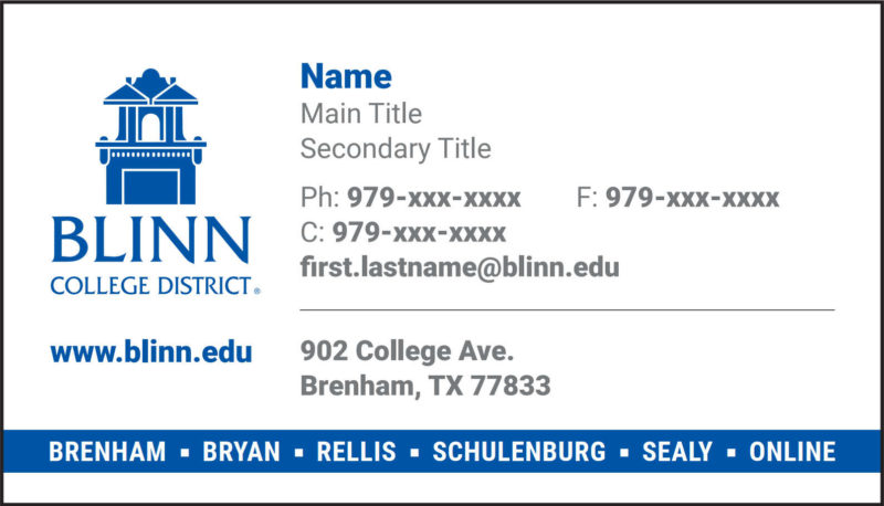 Business Card Templates For Brenham, Schulenburg and Sealy