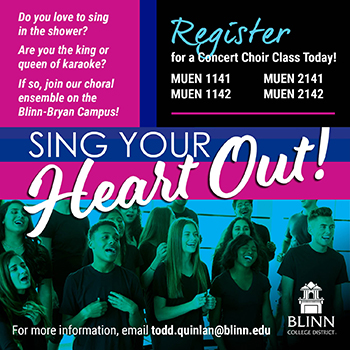 Blinn-Bryan concert choir enrolling students for fall 2022
