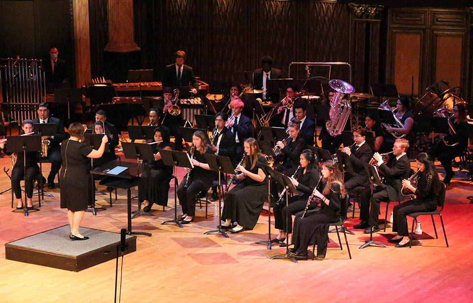Ensembles, wind symphony, choirs, and Symphonic Band will perform