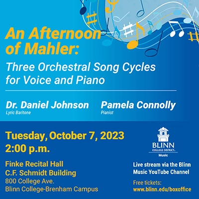 Blinn Music Department to host 'An Afternoon of Mahler' on Saturday, Oct. 7
