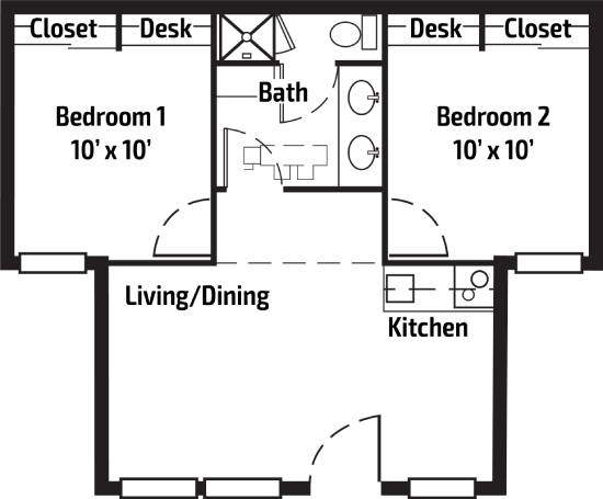 Park Appartment 2 Bedroom Floor Plan