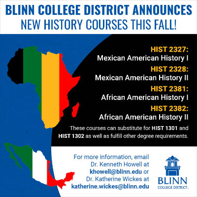 Blinn introduces new Mexican American and African American history courses for fall 2022