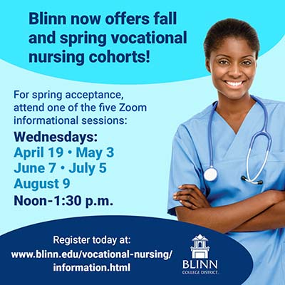 Blinn Vocational Nursing Program announces student information sessions